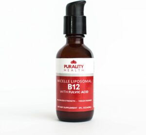 peptide serum B12 bottle close-up on clean background