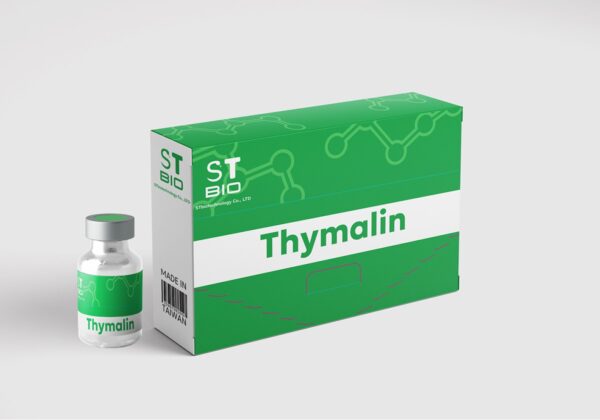 peptide serum Thymalin dropper bottle on marble surface